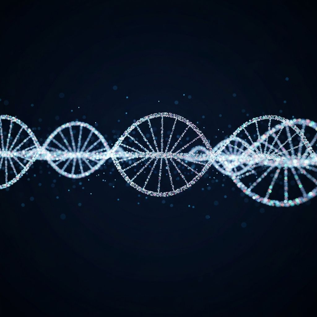 Abstract double helix made of flowing code streams