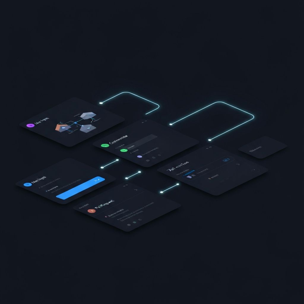 DevOps pipeline visualization showing flow from idea input to deployment